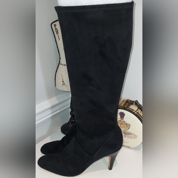 Enzo Angiolini Billion Black Fabric Tall Boots Size 10M NWOB - Picture 3 of 10